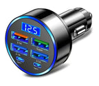 Digital display car charger 4 USB 66W fast car charger