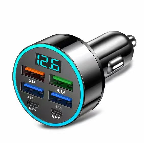 Digital display car charger 4 USB 66W fast car charger