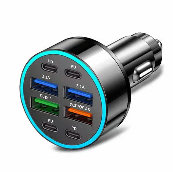 Digital display car charger 4 USB 66W fast car charger