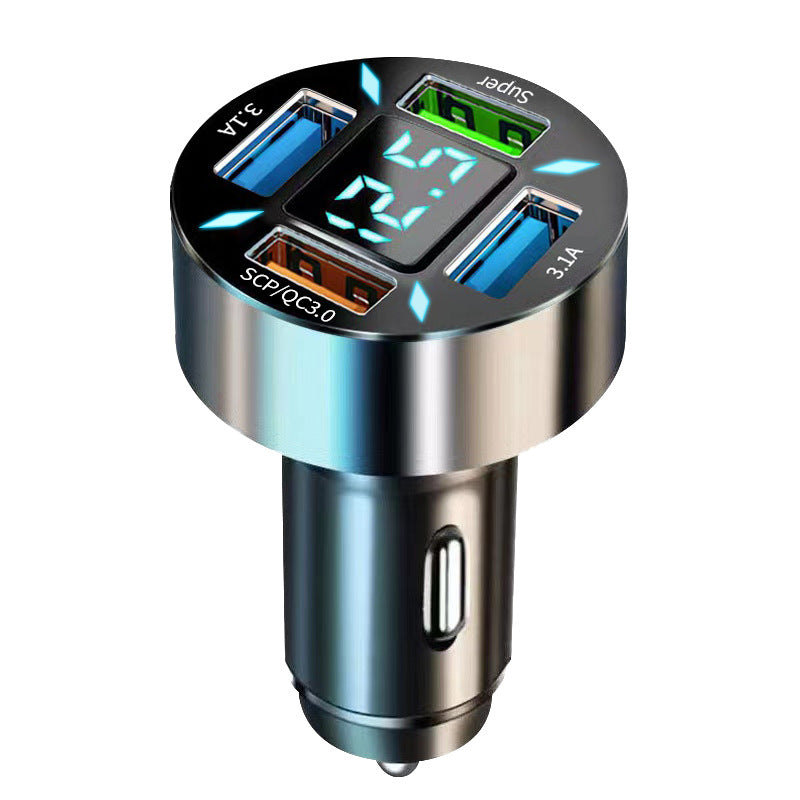 Digital display car charger 4 USB 66W fast car charger