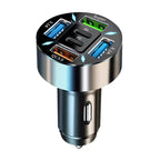 Digital display car charger 4 USB 66W fast car charger