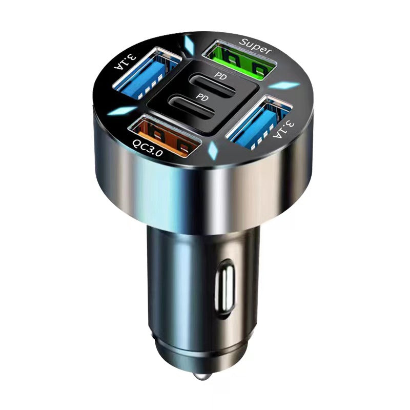 Digital display car charger 4 USB 66W fast car charger