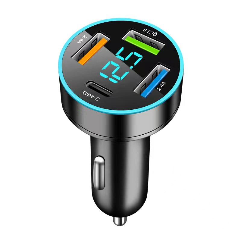 Digital display car charger 4 USB 66W fast car charger