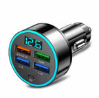 Digital display car charger 4 USB 66W fast car charger