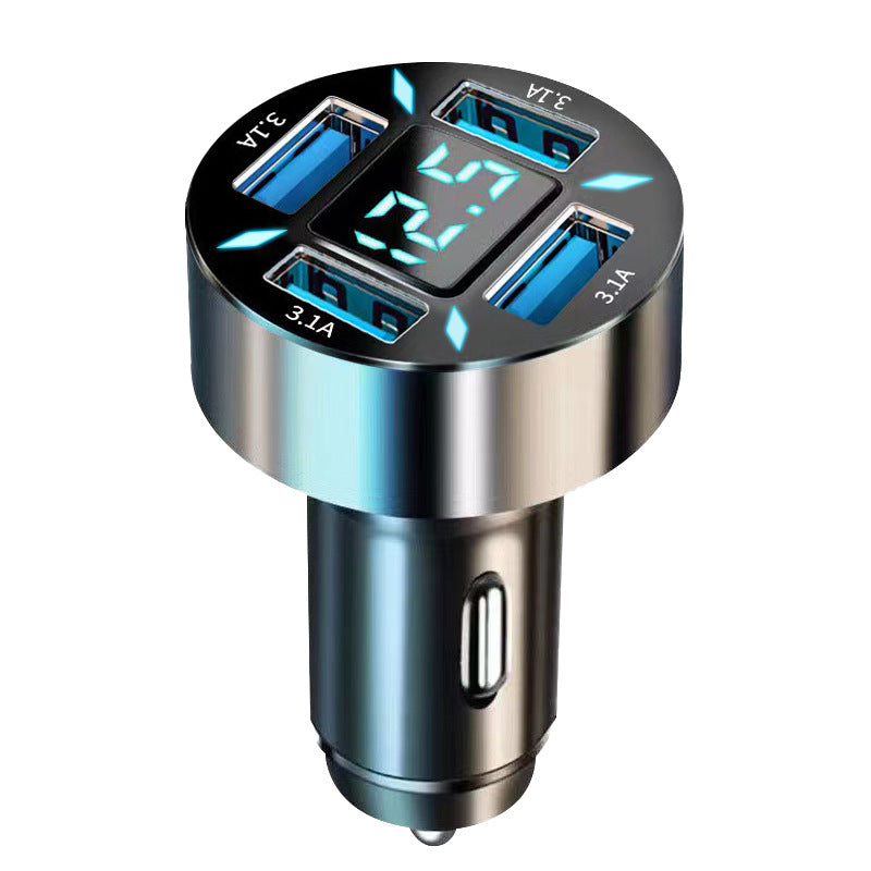 Digital display car charger 4 USB 66W fast car charger