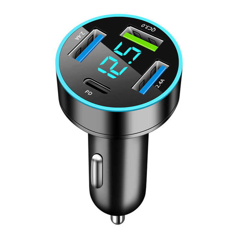 Digital display car charger 4 USB 66W fast car charger