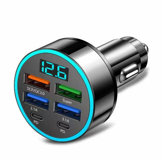 Digital display car charger 4 USB 66W fast car charger