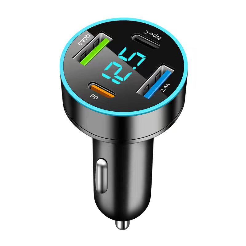 Digital display car charger 4 USB 66W fast car charger