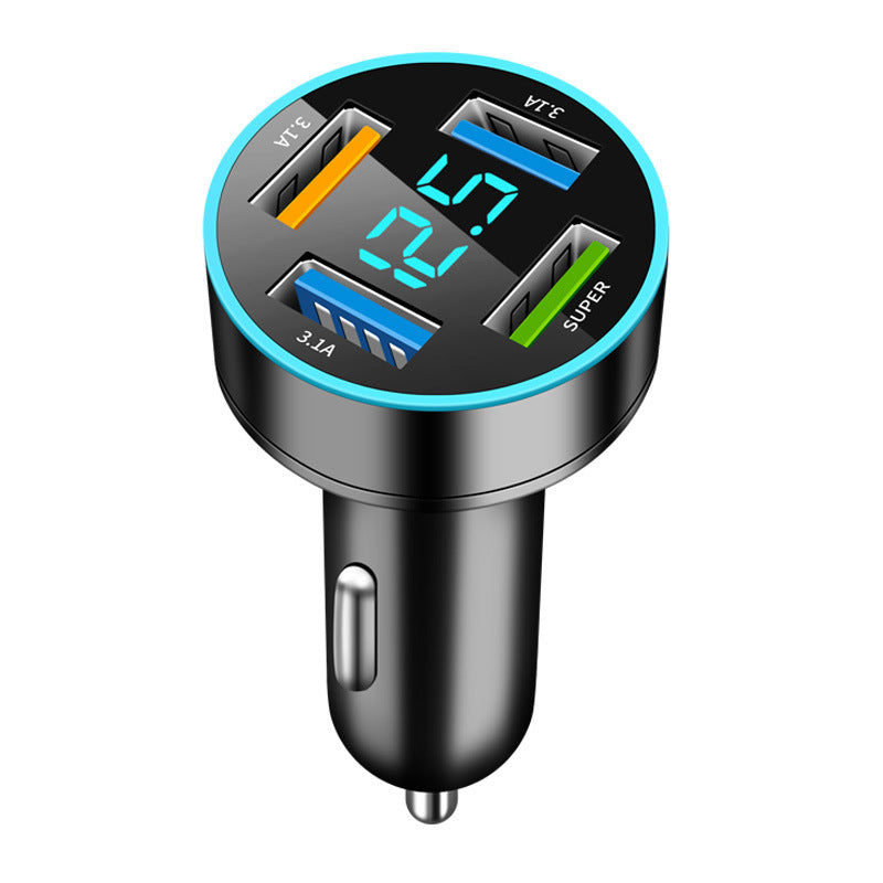Digital display car charger 4 USB 66W fast car charger